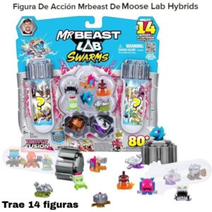 Figuras de coleccion Mr Beast . Trae 14 criaturas, 14 stickers y 4 capsulas de fusion