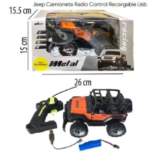 Jeep a radio control 4 funciones de metal 26 cm recargable