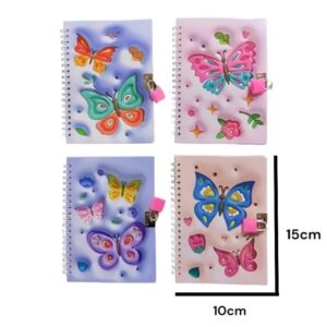 Diario 10×15 con candado Mariposas.
