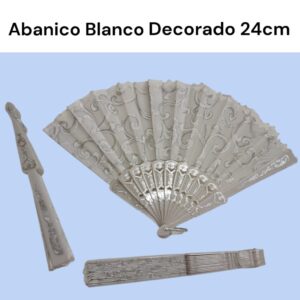 Abanico blanco decorado 24cm