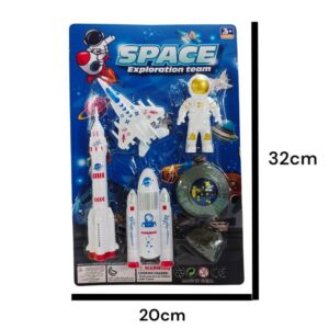 Espacial – Set de avion , cohete, transbordador, ovni, piedra lunar y astronauta.