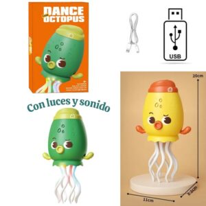 Pulpo bailarin con luz y sonido. Carga Usb. Caja 143
