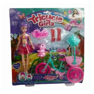 Muñeca con bici , mascota y accesorios 624767