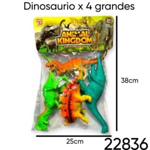 Dinosaurio goma x 4 grande (22836)