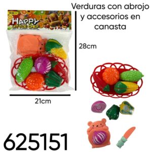 Verduras con abrojo en canasta con tabla y cuchillo. (625151)