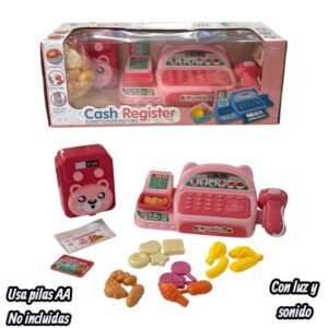 Registradora caja 34cm x 14cm. Tiene luces y sonido, con accesorios y scaner.625141