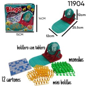 Bingo con bolillero chico 12 cartones (11904)
