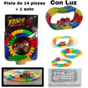 Pista flexible 14 piezas con auto a pilas 010