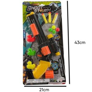 Pistola larga con mira, patitos, dardos y pelotas 40cm 447