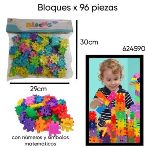 Bloques x 96 piezas. Números y simbolos matemáticos