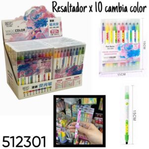 Resaltador x 10 colores cambia color (512301)