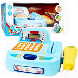 Registradora Tiny 77091 azul. Con scanner y calculadora.