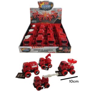 Camion bombero con ruedas de goma 9cm largo x 7cm alt.