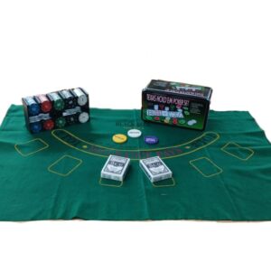Naipes Poker lata con 200 fichas y paño