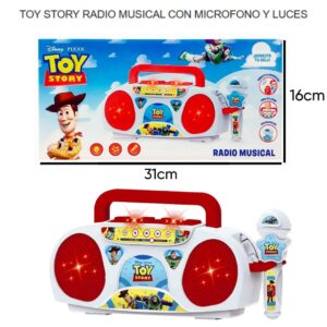 Radio Toy Story, con luz y sonido. Tiene microfono y podes conectar tu celular
