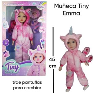 Muñeca Tiny 79698 Emma con pijama de unicornio 45cm