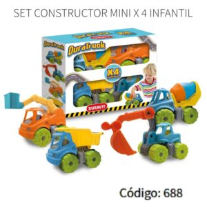 Set constructor mini x 4 infantil ( frontal / retro / grua /  cementero)
