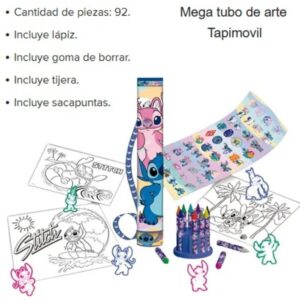 Mega Tubo Stitch. Contiene hojas para colorear , sticker, sticker de goma eva y crayones.