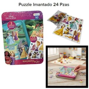 Rompecabezas Magnetico Princesa.  2 juegos: Puzzle x 24 piezas y crea tus historias.