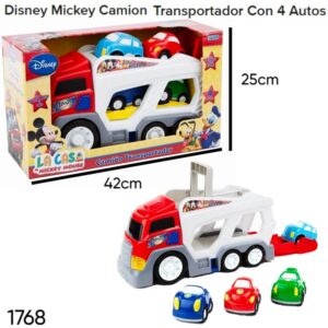 Camion Transportador Mickey con 4 autos, luz y sonido.
