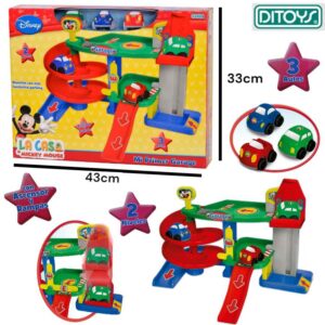 Garage Mickey 2 niveles con rampa y autitos