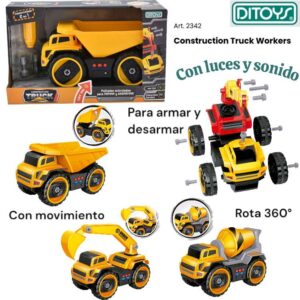 Camion construccion con luz y sonido para armar y desarmar