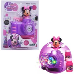 Burbujero Minnie. Con mecanismo para activar luz, melodías y burbujas. (trae 2 frascos de solución)