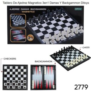 Juego 3 en 1 Magnetico Ajedrez/ Damas/ Backgamon