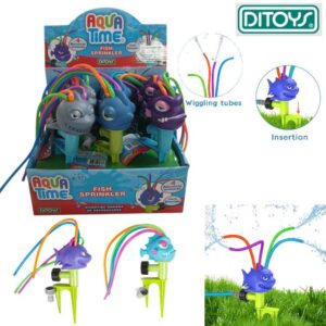 Lanza agua fish sprinkler, para conectar a manguera y clavar en el pasto.