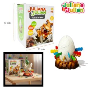 Juliana y Julian. Juego Huevo de dino. Pone las espadas en el huevo cuando salta el Dino perdiste