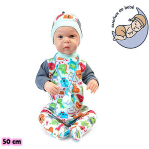 Bebe recien nacido nahuel 50cm cuerpo goma c/estuche mochila