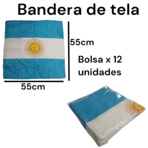 Bandera de tela 55cm x 55cm ( precio individual, bolsa x 12 u)