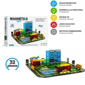 Bloques magneticos x 32 piezas. Mgnetiks City ( Ciudad) 3074
