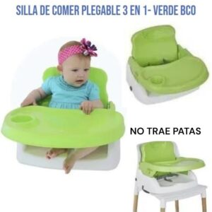 Silla de comer Booster verde blanco 3 en 1. NO trae las patas plegables. Soporta hasta 15 kg