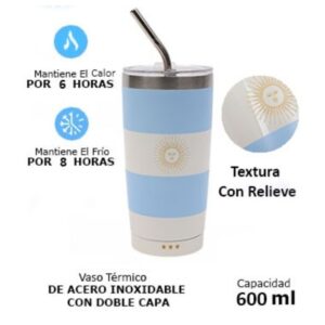 Vaso termico 600ml AFA Argentina  con sorbete metal