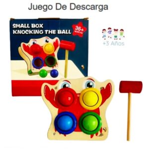 Banco de descarga. Knocking the ball. Martillo con pelotas. Madera