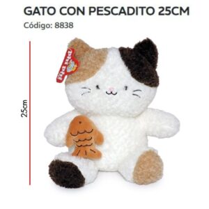 Peluche Gato con pez 25cm (8838)