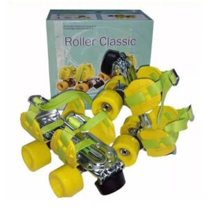 Patin 4 ruedas clásico amarillo,extensible del 27 al 41