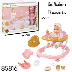 BabyDoll. Bebe 30cm Doll walker con 12 accesorios .y caminador. (85816)