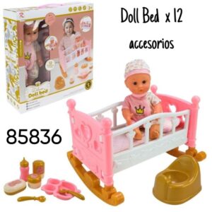 BabyDoll.  Bebe 30cm Doll Bed con 12 accesorios y cuna (85836)