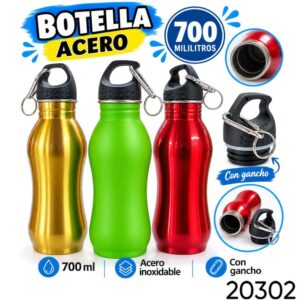 Botella acero 700ml con gancho (20302)
