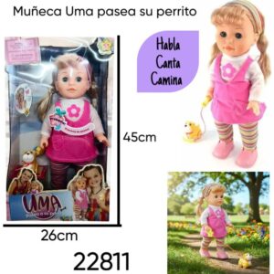 Muñeca 44cm Uma pasea a su perrito. Habla, canta y camina (22811)
