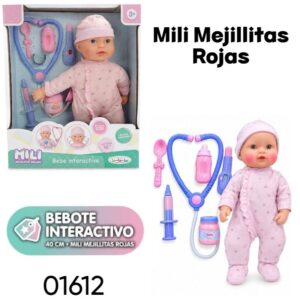 Bebe 38cm Mili Mejillitas. Tose y pone las mejillas rojas, se ecuchan los latidos  (1612)