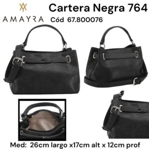 Cartera Amayra Negra 764. Trae bolsa de friselina