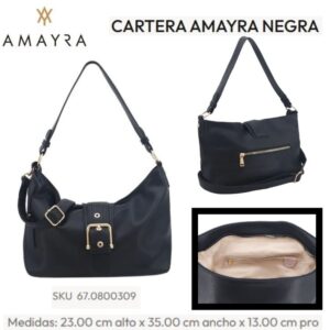 Cartera Amayra Negra 093. Trae bolsa de friselina