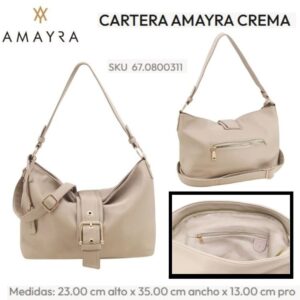 Cartera Amayra Crema 116. Trae bolsa de friselina