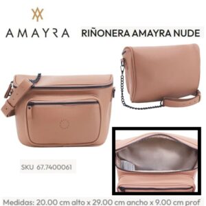 Cartera – Riñonera Amayra Nude 613. Trae bolsa de friselina.