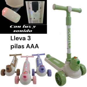 Monopatin 3 ruedas cin luz y sonido Capibara. Soporta hasta 30kg