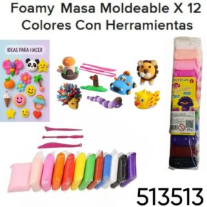 Masa moldeable Foam x 12 colores (513513)