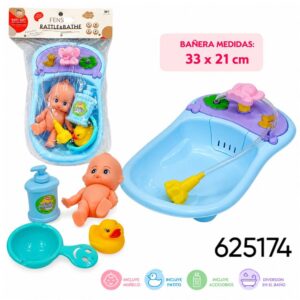 Bebe con bañera y accesorios bolsa grande (625174)